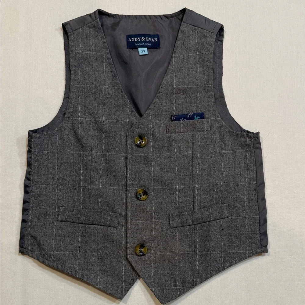 Andy & Evan Boys Gray Suit Vest Size 2T